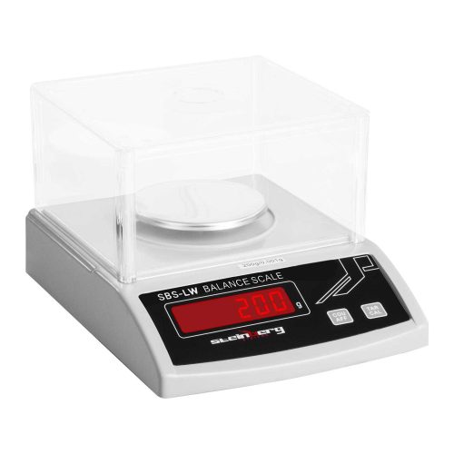 Precīzijas laboratorijas skala ar LED displeja stikla pārsegu 200g / 0