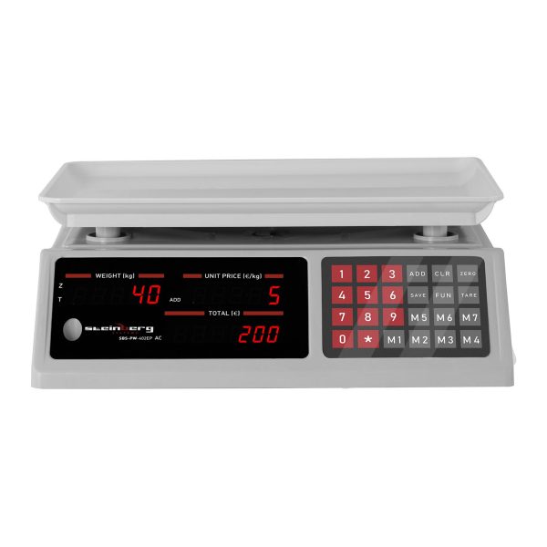 Skaitīšanas darbnīcas svari 336x238mm barošanas bloks + akumulators 40kg / 2g - balti