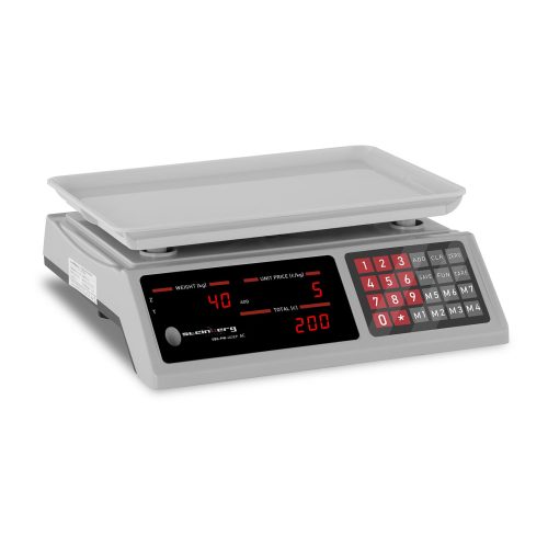 Uzglabājiet svara skaitīšanas gabalus 336x238mm barošanas avots + akumulators 40 kg / 2g - balts
