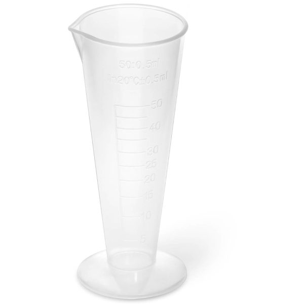 Plastmasas laboratorijas vārglāze ar 50 ml skalu - 10 gab.