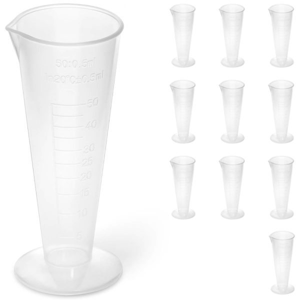 Plastmasas laboratorijas vārglāze ar 50 ml skalu - 10 gab.