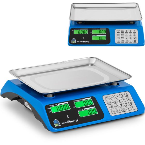 LCD 34 x 24 cm 40 kg / 2 g zilā kontrollēka svars
