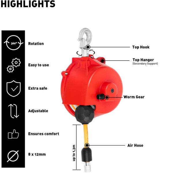 Link Balancer Rec Clear ar pneimatisko šļūteni 0,5 - 1,5 kg 1,3 m