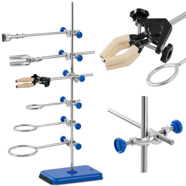 Statīvu laboratorijas stends ar aprīkojumu 60 cm 1 skavas burtu 2 skavas 3 gredzeni 60 mm 80 mm 100 mm Statīvu laboratorijas stends ar aprīkojumu 60 cm 1 skavas burtu 2 skavas 3 gredzeni 60 mm 80 mm 100 mm