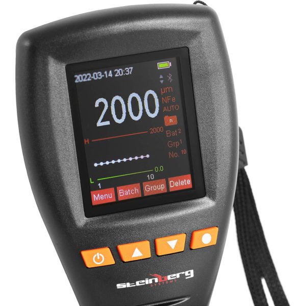 Lakas slāņa biezuma testera metode ar Bluetooth datu analīzes diapazonu 0-2000 µm + koferis