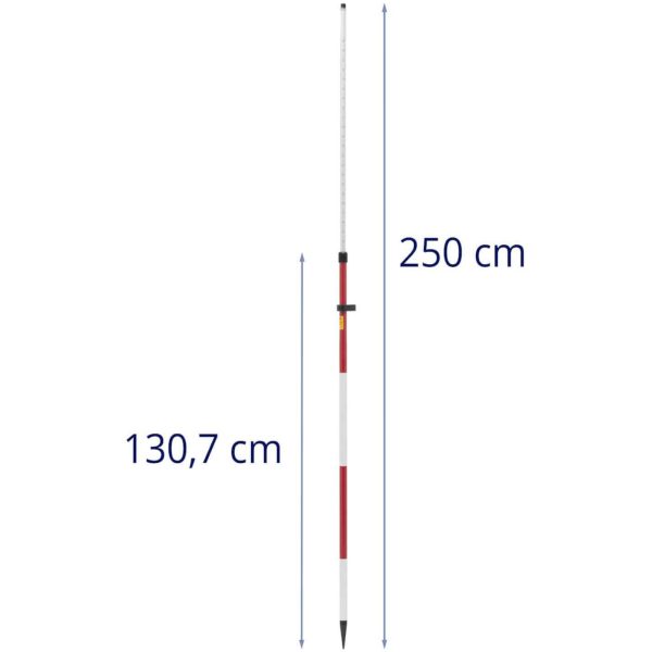 Ģeodētiskais stabs zem saliekamā spoguļa 24,5 mm garuma 2,5 m