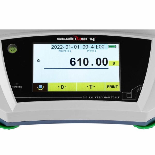 Analītiskā laboratorijas skala ar LCD skārienjutēšanas paneļa 600 g / 0,01 g stikla pārsegu