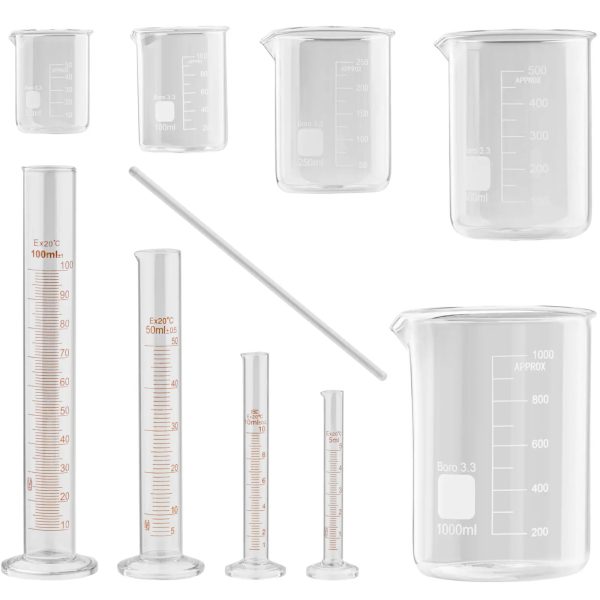 Muarial stikla kuģu laboratorijas kalendāri 5-1000 ml cilindri - komplekts 10 El.