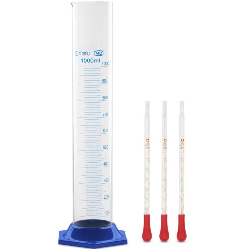 Laboratorijas tērauda cilindrs ar 1000 ml stikla pipetes