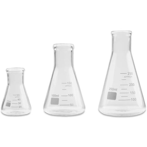 Erlenmeyer Colbs laboratorijas posms 50/150/250 ml - iestatīt 3 gab.