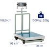 Platformas svars ar etiķetes printeri uz LCD riteņiem 60 x 80 cm 1000 kg / 200 g