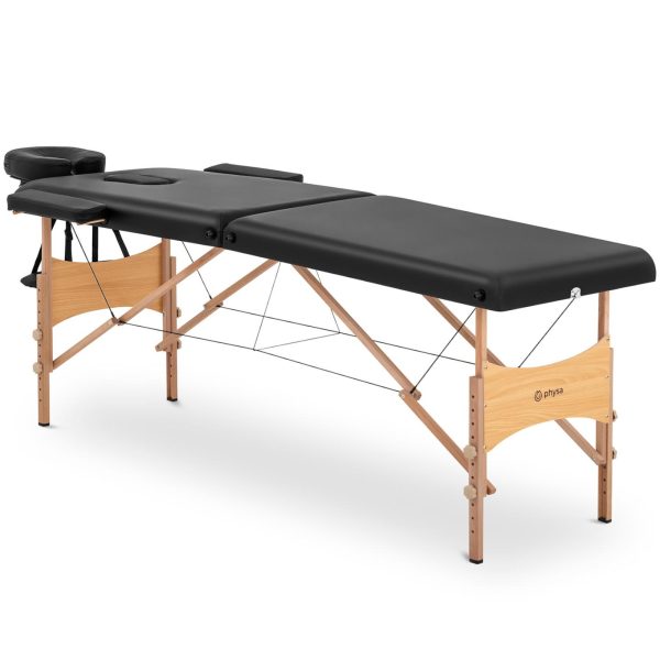 Galda gulta masāžas koka pārnēsājamām saliekamām Tulūza melna līdz 227 kg melnu