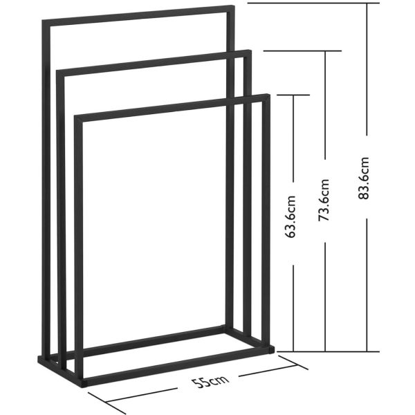 Statīva pakaramais 3 bezmaksas grīdas dvieļiem tērauds 55 x 21,5 x 84 cm tumši pelēks