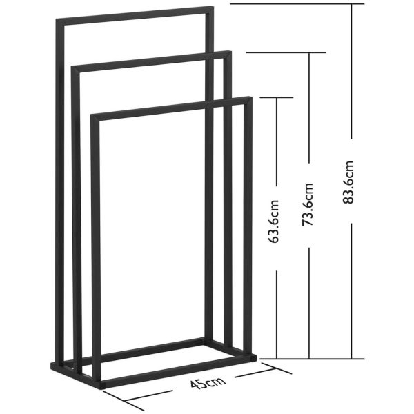 Stujak pakaramais 3 bezmaksas grīdas dvieļiem tērauds 45 x 21,5 x 84 cm tumši pelēks
