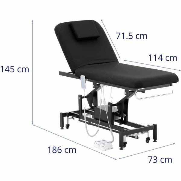 Gultas kosmētikas galds elektriskajai masāžai 2 motorus 200 kg liona - melns