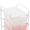 Vannas istabas frizieri skaistumkopšanas rokturi 4 atvilktnes 36 x 32 x 76 cm - rozā balta