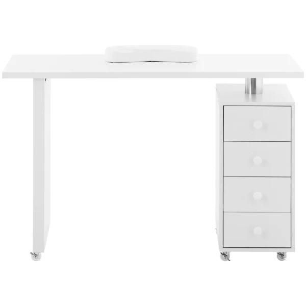 Skaistumkopšanas galds manikīram ar atbalstu 4 atvilktnēm 119 x 45 cm - balts