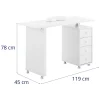 Skaistumkopšanas galds manikīram ar atbalstu 4 atvilktnēm 119 x 45 cm - balts