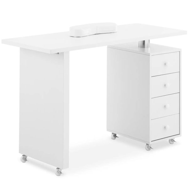 Skaistumkopšanas galds manikīram ar atbalstu 4 atvilktnēm 119 x 45 cm - balts