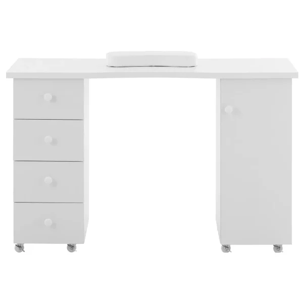 Galda galds kosmētiskam manikīram ar atvilktņu skapi uz riteņiem 119 x 45 x 78 cm balts
