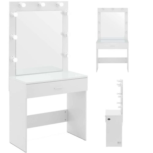 Kosmētiskā stieņa galds ar spoguli un apgaismojumu 80 x 40 x 160 cm