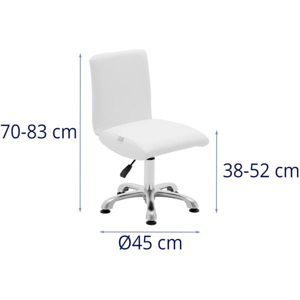 Rotācijas kosmētikas krēsls ar 38-52 cm lance atzveltni - balts