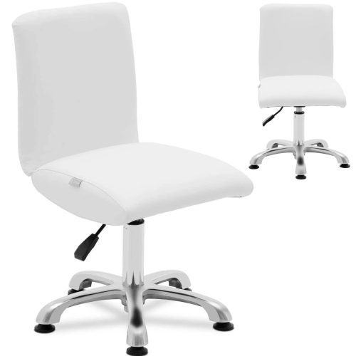 Rotācijas kosmētikas krēsls ar 38-52 cm lance atzveltni - balts