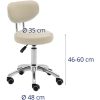 Rotācijas kosmētikas krēsls ar atbalstu uz riteņiem 46-60 cm ascona - tumša smilškrāsa