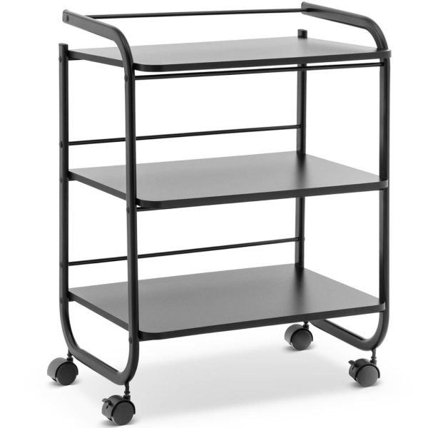 Galda skaistuma ratiņi viesistabai 3 plaukti 60x43cm - melns Galda skaistuma ratiņi viesistabai 3 plaukti 60x43cm - melns