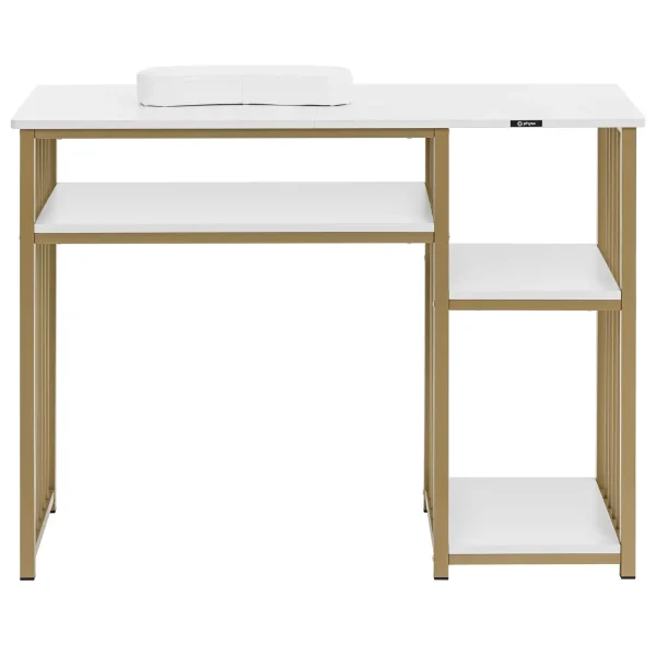 Kosmētiskais galds manikīram ar atbalstu rokām 110 x 46 cm - balts zeltains