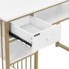 Skaistumkopšanas galds manikīram ar atbalstu roku atvilktnei 3 plaukti 110 x 46 cm - balta zeltain