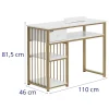 Skaistumkopšanas galds manikīram ar atbalstu roku atvilktnei 3 plaukti 110 x 46 cm - balta zeltain