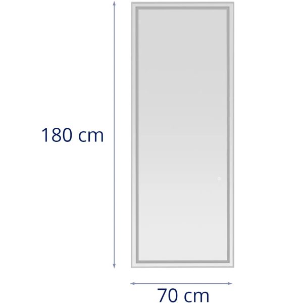 Frizūras konsoles spoguļa konsole ar taisnstūra LED apgaismojumu 180 x 70 cm - sudrabs