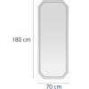 Frizūras konsoles spoguļa konsole ar LED apgaismojumu astoņstūra 180 x 70 cm - sudrabs