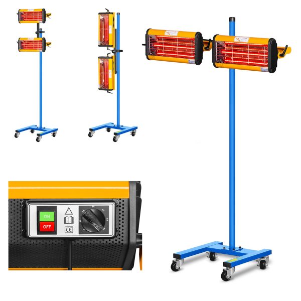 Siltuma radiatora krāsošana krāsu žāvēšanai uz statīva 2200W IR-Dryer2000.2
