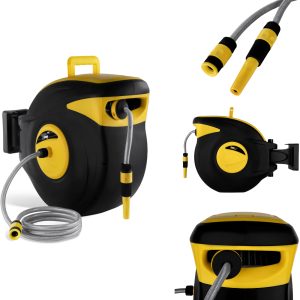 Sienas bungu ruļļi ar dārza šļūtenes savienojumu 3/4#8221 garums 32m