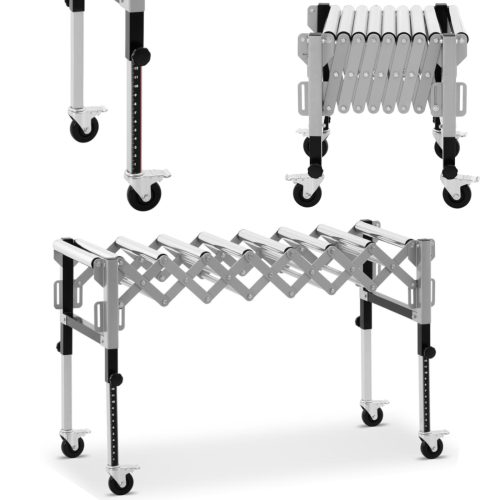 Transporta rullīšu galda padeves saliekamais tabula 9 Rullīši līdz 130 kg 145 x 59 x 96 cm