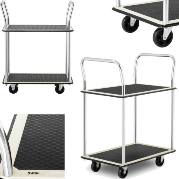 Transporta plauktu ratiņi ar 2 plauktiem līdz 120 kg 72 x 43 cm