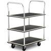 Transporta plauktu ratiņi ar rokturiem 3 plauktiem līdz 150 kg 72 x 43 cm