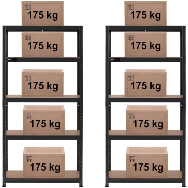 Metāla noliktavas plaukts 5 plaukti 875 kg 90 x 40 x 180 cm pelēkas -Blue 2 gab.