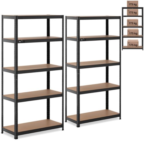 Metāla noliktavas plaukts 5 plaukti 875 kg 90 x 40 x 180 cm pelēkas -Blue 2 gab.