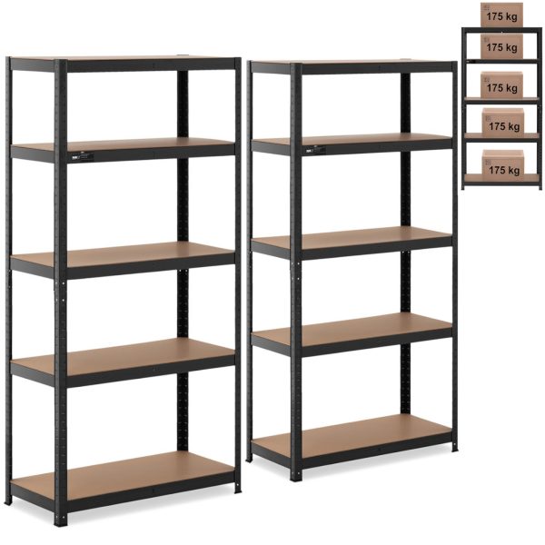 Metāla noliktavas plaukts 5 plaukti 875 kg 90 x 40 x 180 cm pelēkas -Blue 2 gab.
