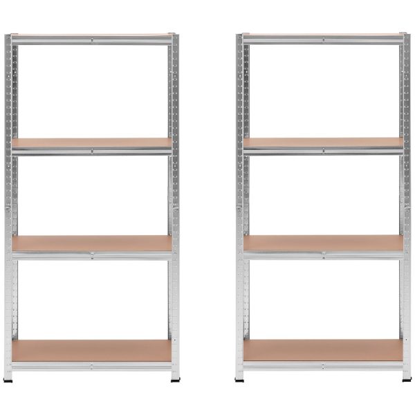 Metāla noliktavas plaukts 4 plaukti 320 kg 80 x 40 x 160 cm pelēki 2 gab.