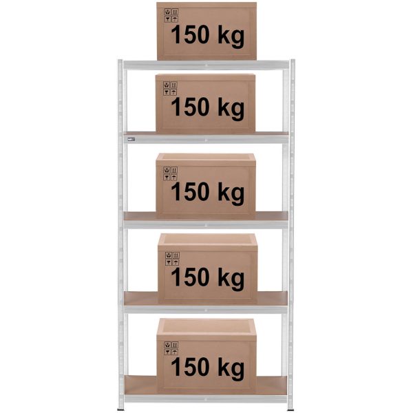 10061980-5 Metāla noliktavas plaukts 5 plaukti 750 kg 100 x 50 x 197 cm pelēks