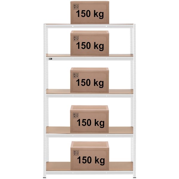 Metāla noliktavas plaukts 5 plaukti 750 kg 120 x 50 x 197 cm pelēkā krāsā