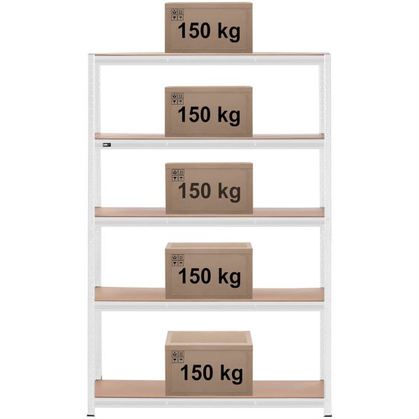 Metāla noliktavas plaukts 5 plaukti 750 kg 120 x 40 x 180 cm pelēks
