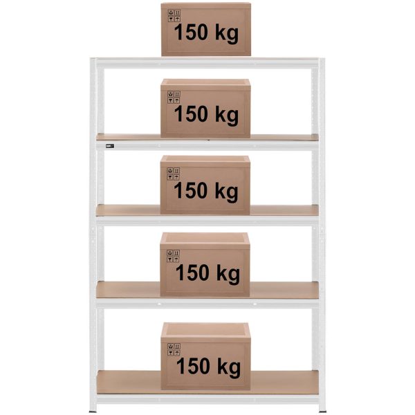 Metāla noliktavas plaukts 5 plaukti 750 kg 120 x 60 x 180 cm pelēks