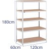 Metāla noliktavas plaukts 5 plaukti 750 kg 120 x 60 x 180 cm pelēks