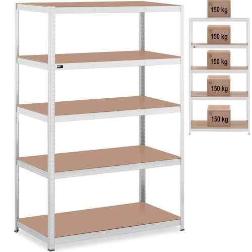 Metāla noliktavas plaukts 5 plaukti 750 kg 120 x 60 x 180 cm pelēks