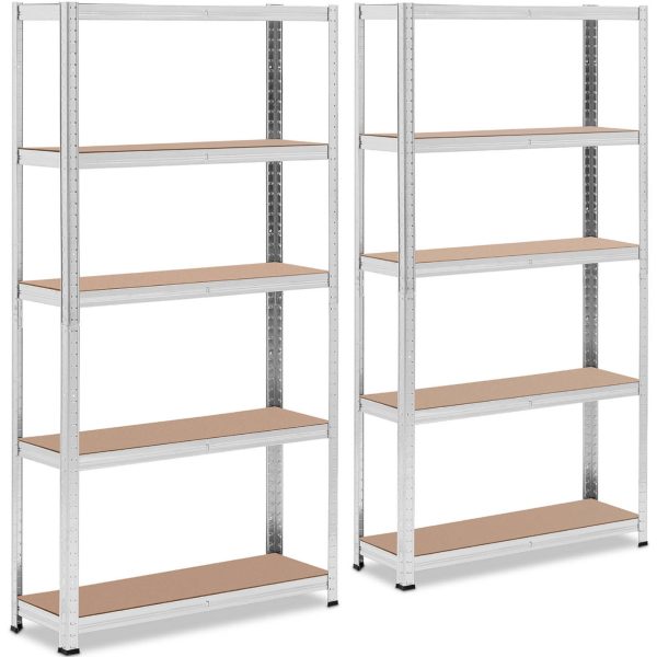 Metāla noliktavas plaukta 5 plaukti 875 kg 90 x 30 x 180 cm pelēki 2 gab.